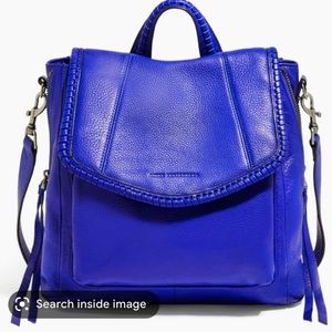 Aimee Kestenberg cobalt blue leather backpack purse.